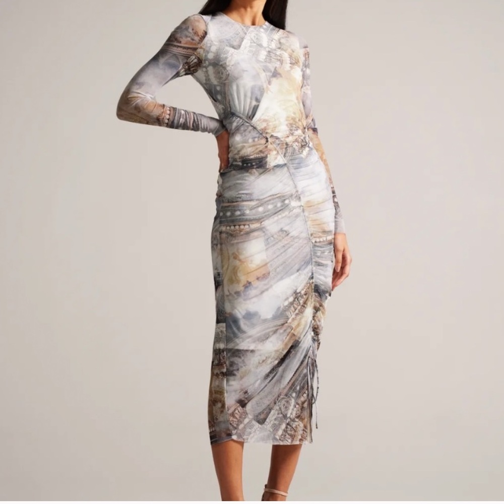 NWT Ted baker zaralee printed ruched midi dress